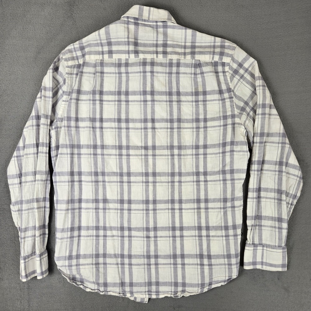 Victorinox shirt Mens Large Gray White Plaid Linen Blend Button Up Preppy Casual - Picture 2 of 10